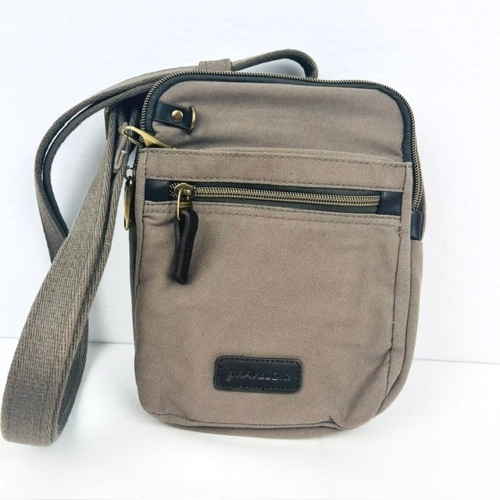 Travelon Heritage Crossbody Bag Unisex Medium Brown Excellent Anti-Theft RFID